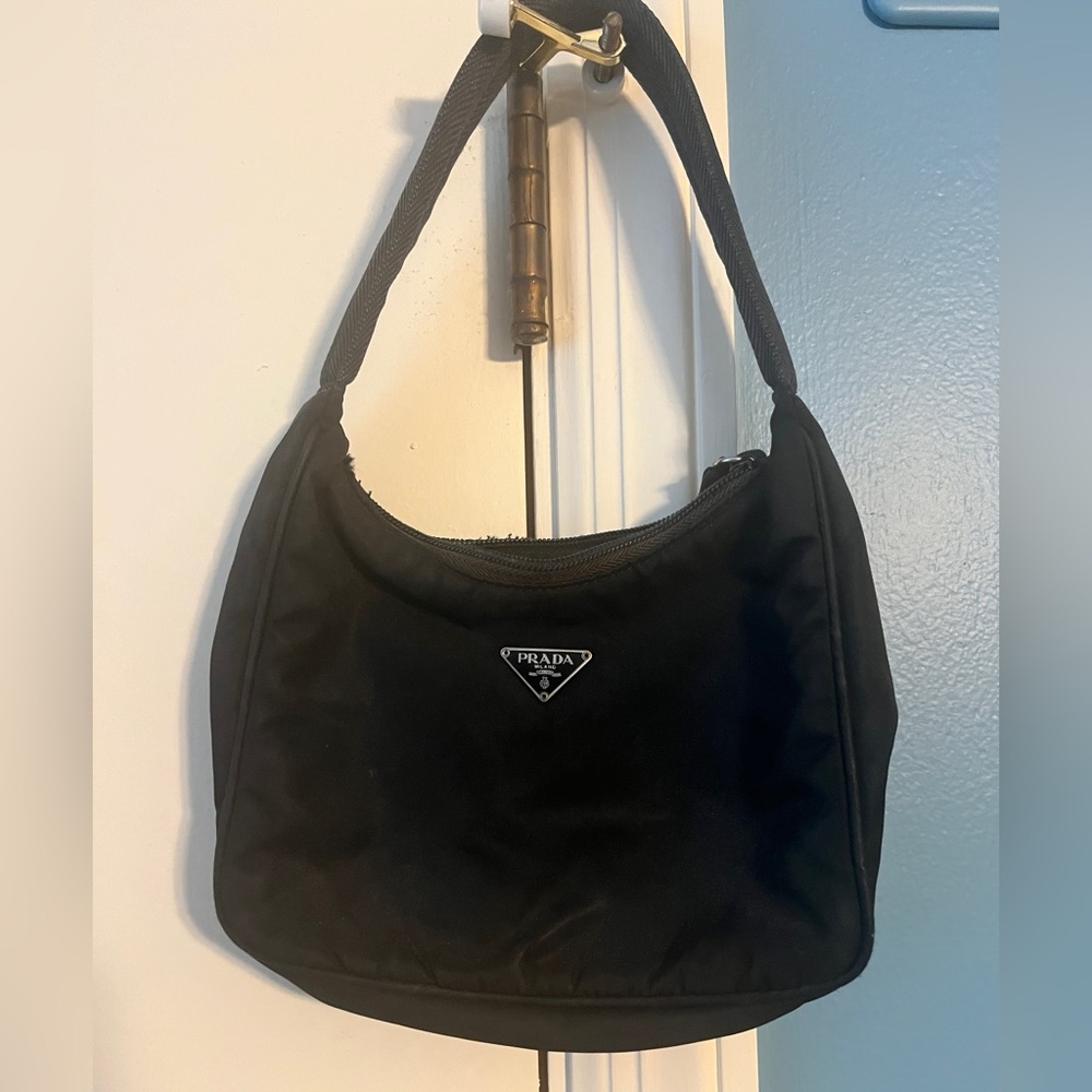 Prada black mini bucket purse